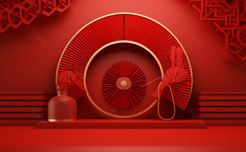 国潮风折纸大红色高清背景,插画/手绘图,插画/手绘图库,插画/手绘图下载,插画/手绘